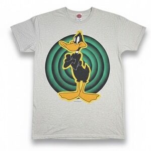 Looney Tunes Daffy Duck Gray Graphic T Shirt Mens Vtg 1993 90s Tee Long Sz L
